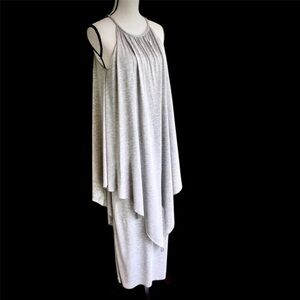 Calypso St. Barth grey dress flowing layers with a braided neckline NWOT SZ M